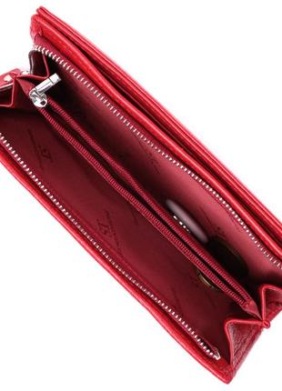 Яркий кошелек-клатч для стильных женщин из натуральной кожи st leather 22533 красный5 фото