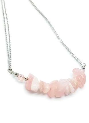 💗⛓️намисто-ланцюжок натуральний рожевий кварц
