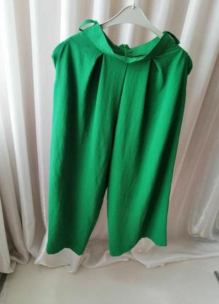 Яскраво зелені штани кюлоти з кишенями2 фото