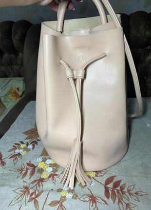 Сумка рюкзак шоппер нюдового цвета zara
