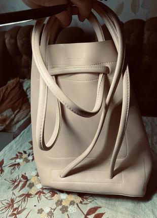 Сумка рюкзак шоппер нюдового цвета zara6 фото