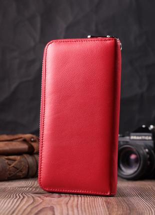 Симпатичний гаманець-клатч із ручкою для носіння в руці з натуральної шкіри st leather 22530 червоний7 фото