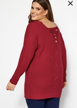 Женский красный джемпер світер пуловер /  жіночий червоний великий світер2 фото