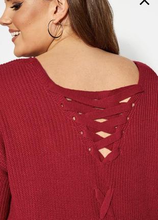 Женский красный джемпер світер пуловер /  жіночий червоний великий світер5 фото