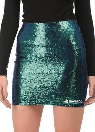 Стильна яскрава коротка спідниця в паєтки відомого шведського бренду h&m