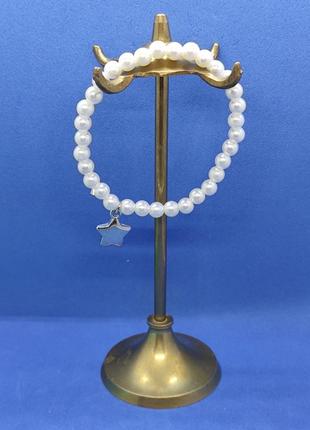 Браслет з пластикових намистин та зірка на гумці прикраса аксесуар 237 - 18см - 3,68грм