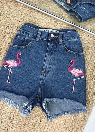 Джинсовые шорты с высокой посадкой denimco