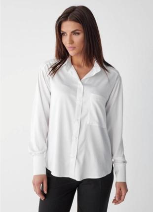 Сатиновая плотная рубашка свободного кроя шёлковая удлинённая рубашка блузка сатиновая блуза2 фото