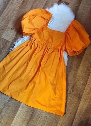 Котоновое платье платье платье с объемными рукавами l(12)6 фото