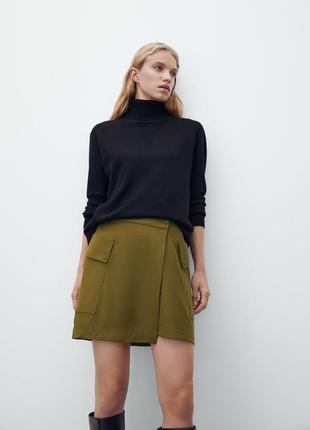 Асимметричная юбка с накладными карманами massimo dutti6 фото