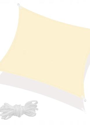 Тент-парус теневий для дому, саду та туризму springos 3 x 3 м sn1028 light yellow