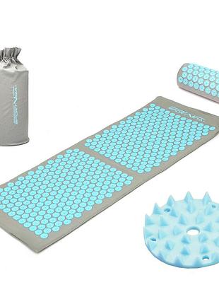Коврик акупунктурный с валиком sportvida аппликатор кузнецова 130 x 50 см sv-hk0410 grey/sky blue