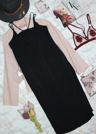 Черное платье миди в бельевом стиле на брителях ichi s-m4 фото