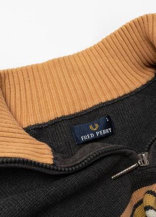 Fred perry vintage 1/4 zip knitted sweater мужской свитер8 фото