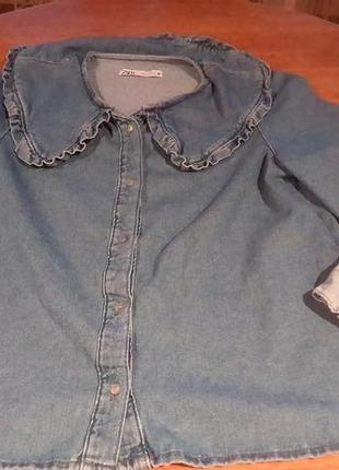 Оригінальна джинсова  сорочка - курточка від zara.6 фото