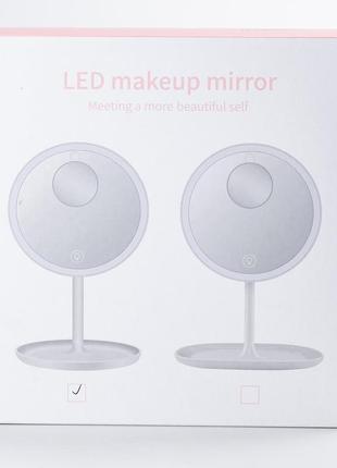 Зеркало настольное круглое с увеличением и led подсветкой для макияжа5 фото