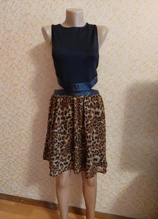 Платье тигровое с вставками кожи р м1 фото