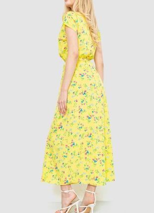 Сукня з квітковим принтом, колір жовтий, 214r0552 фото