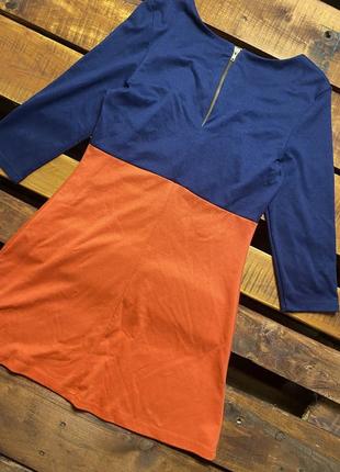Жіноча коротка сукня atmosphere (атмосфера лрр ідеал оригінал синьо-помаранчева)2 фото