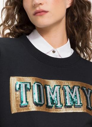 Свитшот, кофта, базовый, черный, с пайетками, tommy hilfiger2 фото