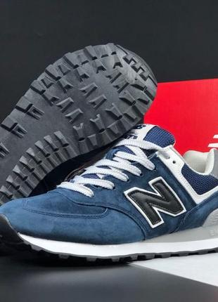 Мужские легкие стильные демисезонные кроссовки new balance 574 темно-синие, качественные5 фото