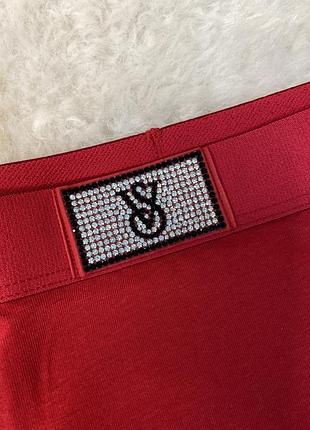 Трусики victoria's secret xs s m l xl бикини хлопок с лого поясом со стразами виктория сикрет