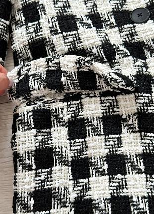 Двубортный жакет с букле h&m принт гусиная лапка женский трендовый фирменный2 фото