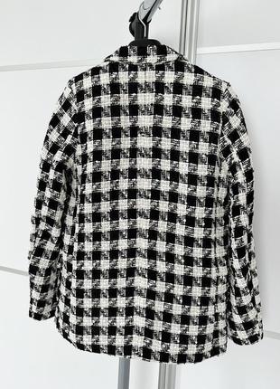 Двубортный жакет с букле h&m принт гусиная лапка женский трендовый фирменный3 фото