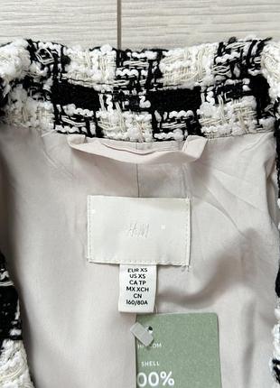Двубортный жакет с букле h&m принт гусиная лапка женский трендовый фирменный5 фото