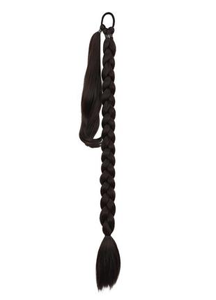 Накладна чорна коса 88 см на гумці накладний плетений хвіст кіска шиньйон4 фото