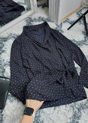 Блузка zara блуза в горох блуза з довгим рукавом1 фото