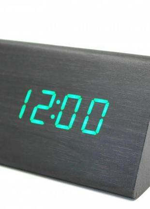 Електронний настільний годинник-будильник led wood clock vst-864-1 з будильником, датою та термометром