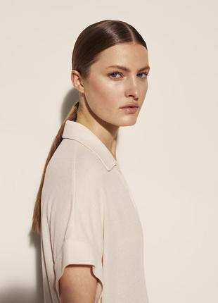 Трикотажное платье поло кремового цвета massimo dutti5 фото