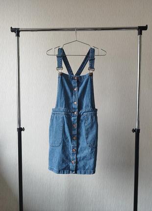 Джинсовый синий сарафан denim от new look