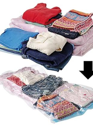 Вакуумные пакеты для одежды 80*100см для хранения вещей, многоразовый с клапаном для пылесоса, прозрачный3 фото