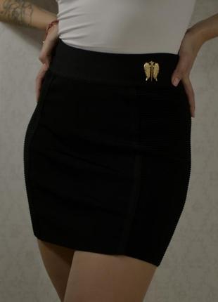 Шикарная мини юбка / черная / эластичная4 фото