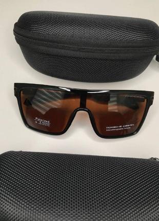 Мужские очки маска porsche design polarized uv400 с защитой от ультрафиолета квадратные крупные очки коричневы6 фото