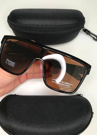 Мужские очки маска porsche design polarized uv400 с защитой от ультрафиолета квадратные крупные очки коричневы3 фото