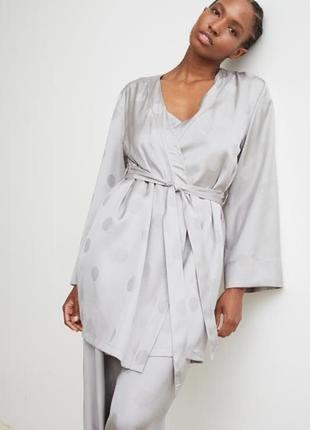 Новый шелковый комплект тройка халат и пижама сатиновая h&amp;m home 36/s1 фото