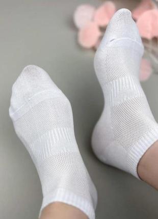 Набор 5 пар белые женские короткие носки в сетку корона 36-41р. женские летние носки короткие4 фото