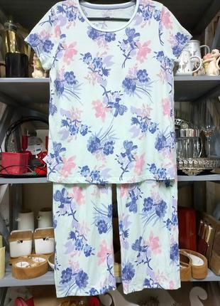 Пижама пижама цветочный узор футболка штаны1 фото