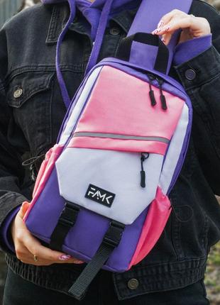 Рюкзак слінг рожевий/фіолетовий1 фото