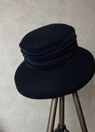 Винтажная фетровая шляпа англия винтаж шерстяная шерсть бархатная вставка широкая размер м-l8 фото