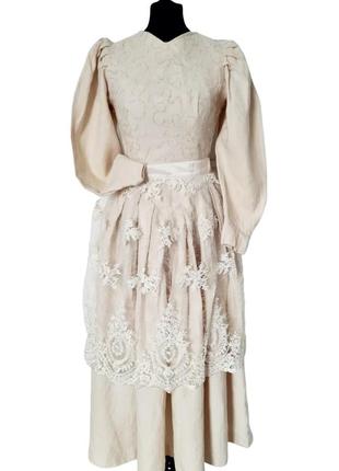 Невероятное роскошное прекрасное изысканное нежное винтажное австрийское платье ретро винтаж дырдль дырдл с фартушком