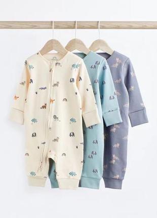 Дитячий трикотажний комбінезон для сну чоловічок на блискавці