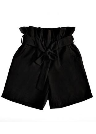 Шорты школьные черные с высокой талией девочке рост 134-176