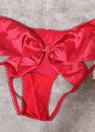 Красные шёлковые трусики victoria secret m с открытым доступом2 фото