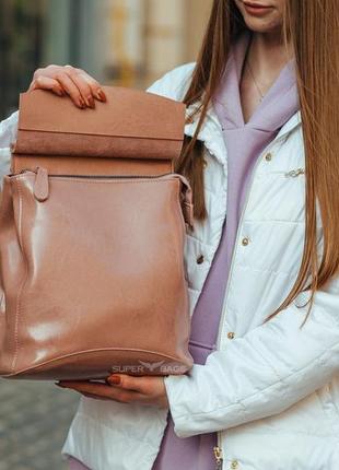 Женский кожаный рюкзак из натуральной кожи розово-лиловый tiding bag - 94365 фото