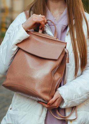 Женский кожаный рюкзак из натуральной кожи розово-лиловый tiding bag - 94368 фото