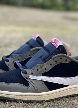 Кроссовки кеди nike air jordan 1 low retro og travis scott black olive джорданы кожаные7 фото